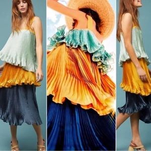 Anthropologie GUAPA Pleated Colorblock Midi  Dress